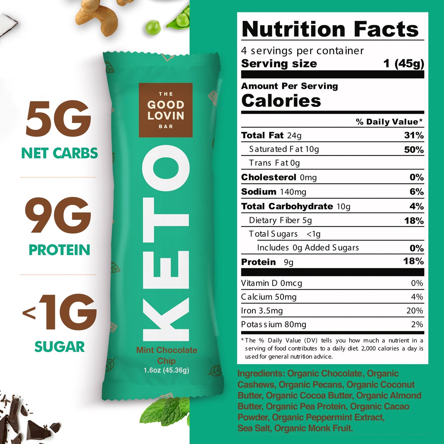 SAMPLER PACK - BEST ORGANIC KETO BAR (8ct) Refrigerated Snack Bar The Good Lovin' Bar