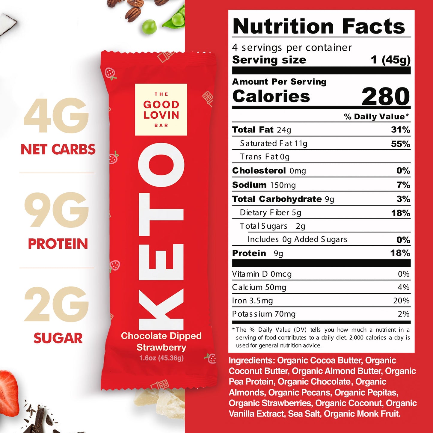 SAMPLER PACK - BEST ORGANIC KETO BAR (8ct) Refrigerated Snack Bar The Good Lovin' Bar