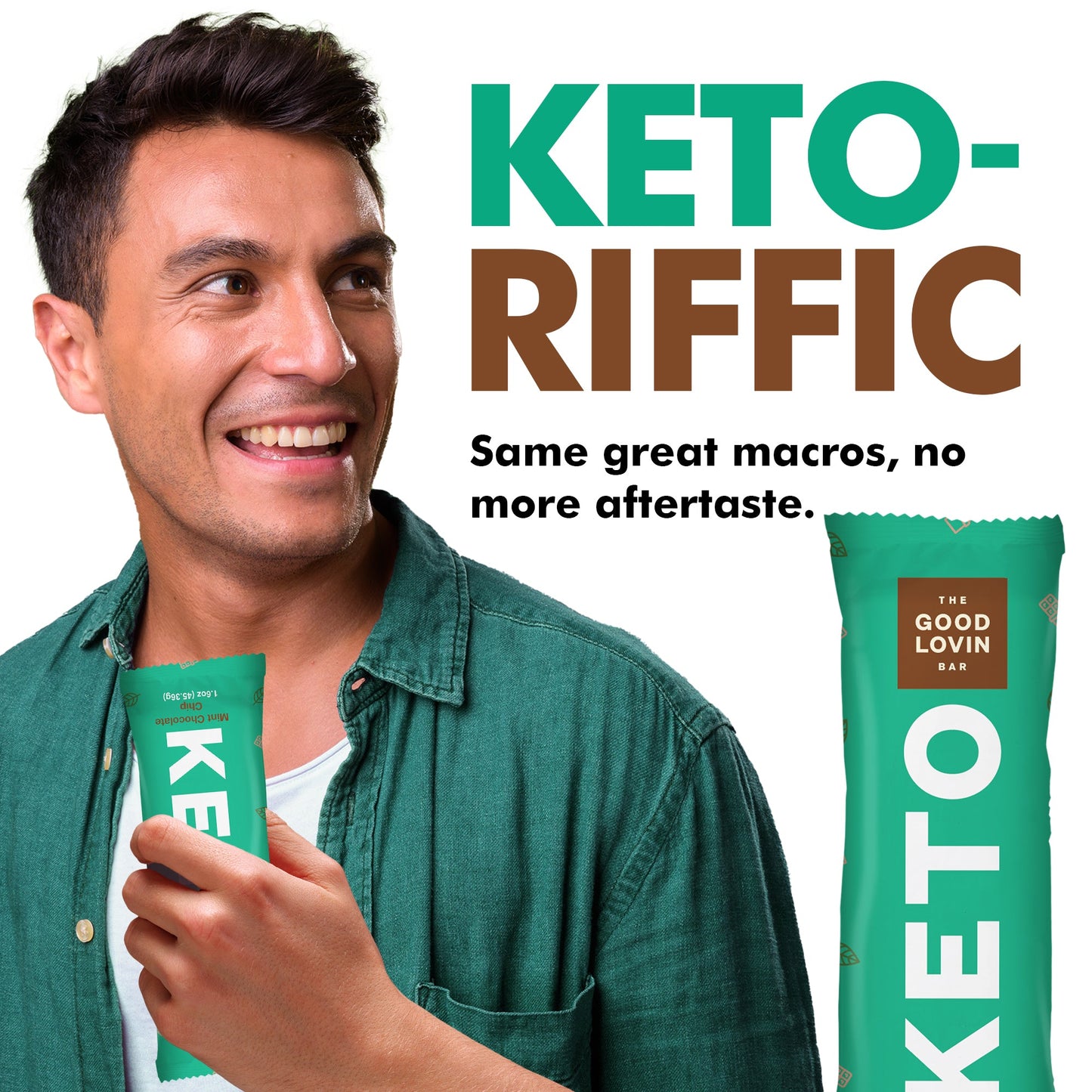 ORIGINAL ORGANIC KETO BAR Mint Chocolate Chip Flavor (4ct) Refrigerated Snack Bar The Good Lovin' Bar