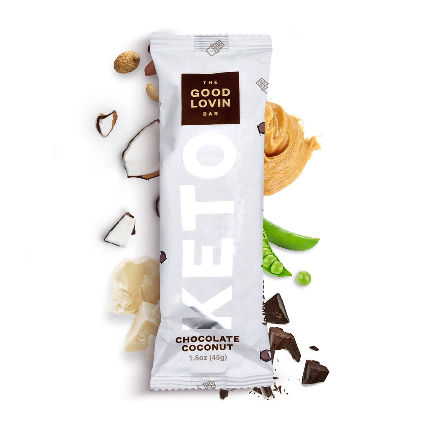 ORIGINAL ORGANIC KETO BAR Chocolate Coconut Flavor (4ct) Refrigerated Snack Bar The Good Lovin' Bar