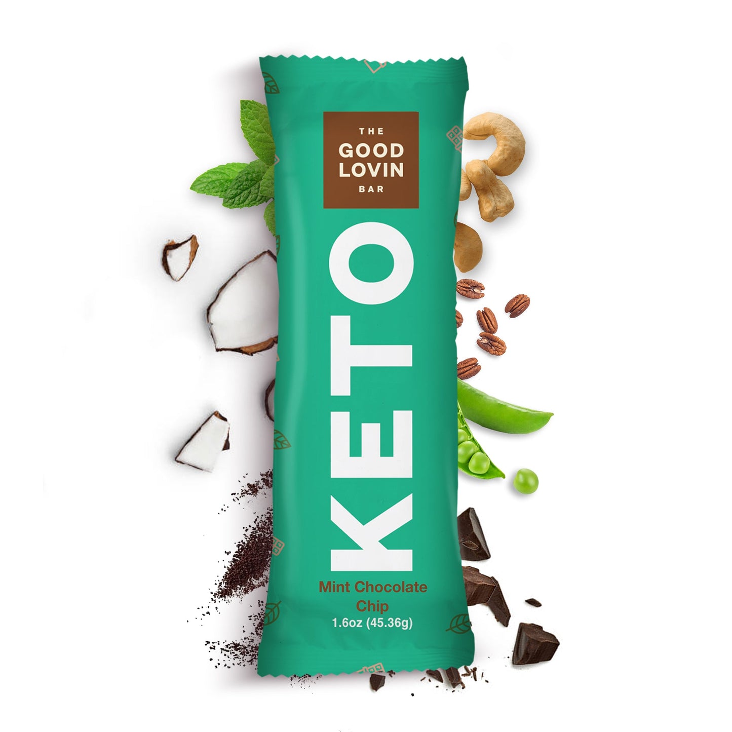 ORIGINAL ORGANIC KETO BAR Mint Chocolate Chip Flavor (4ct) Refrigerated Snack Bar The Good Lovin' Bar