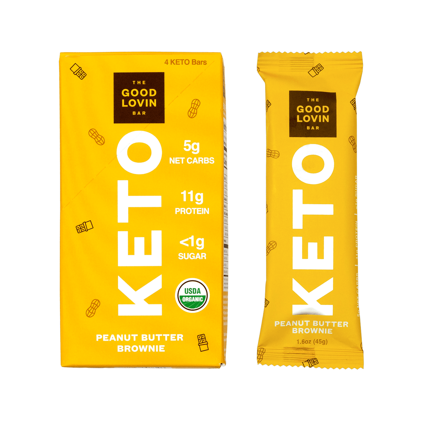 ORIGINAL ORGANIC KETO BAR Peanut Butter Brownie Flavor (4ct)