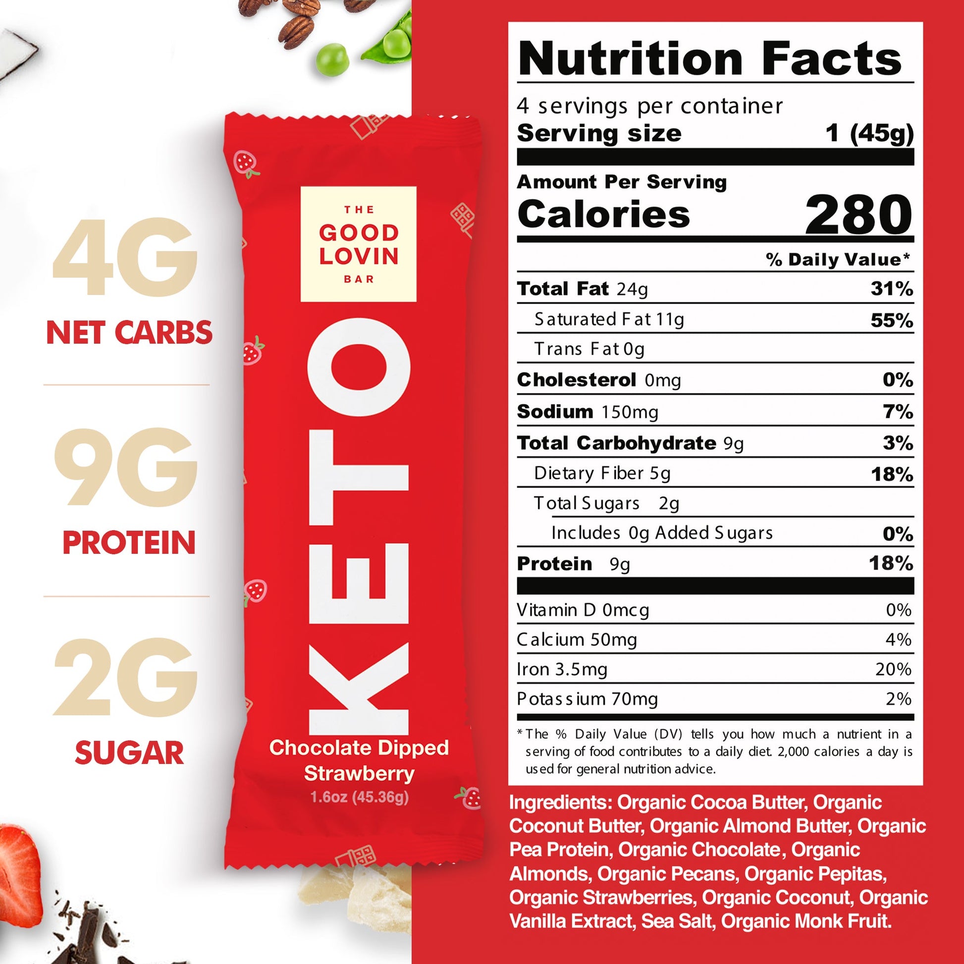 SAMPLER PACK - BEST ORGANIC KETO BAR (8ct) Refrigerated Snack Bar The Good Lovin' Bar 
