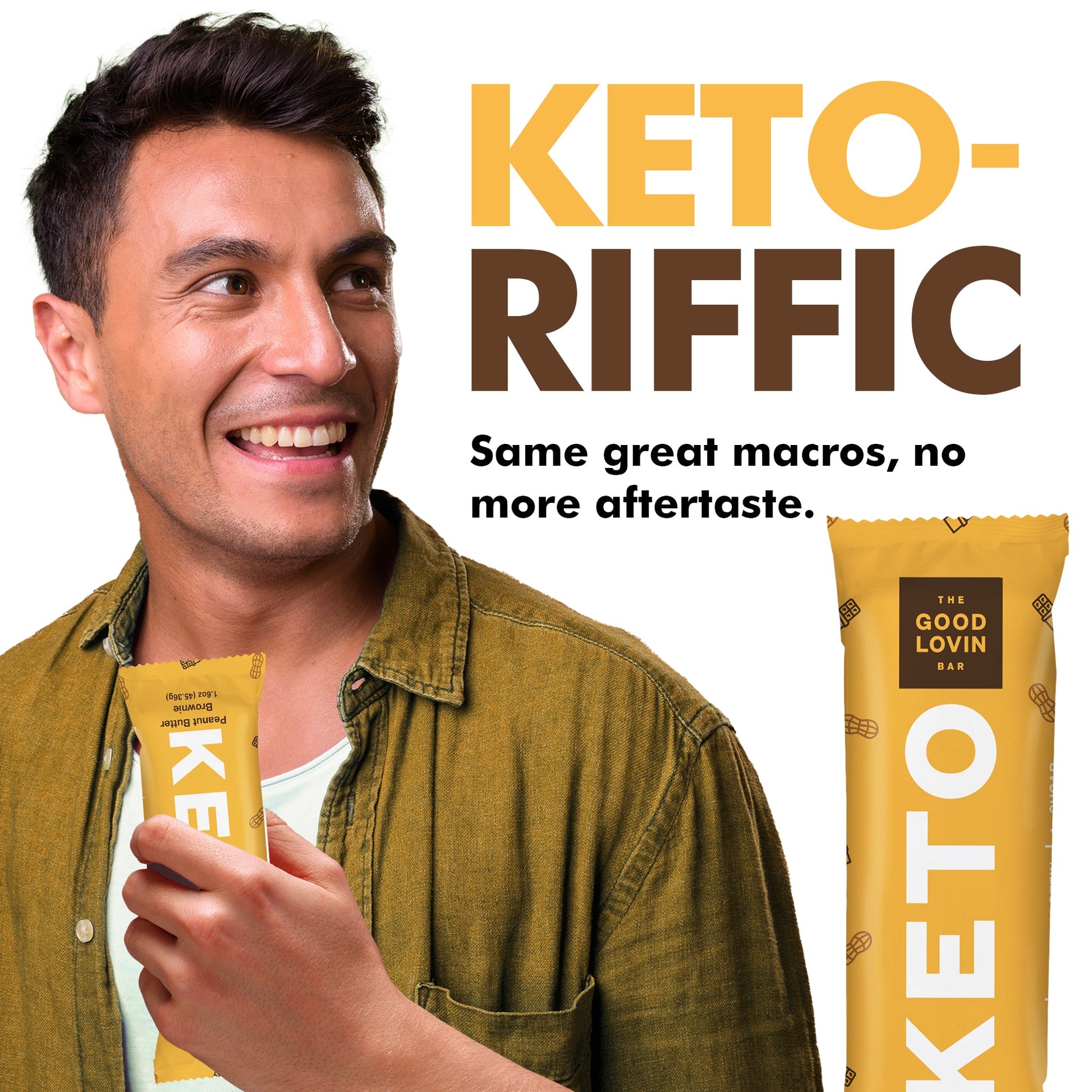 ORIGINAL ORGANIC KETO BAR Peanut Butter Brownie Flavor (4ct) Refrigerated Snack Bar The Good Lovin' Bar 