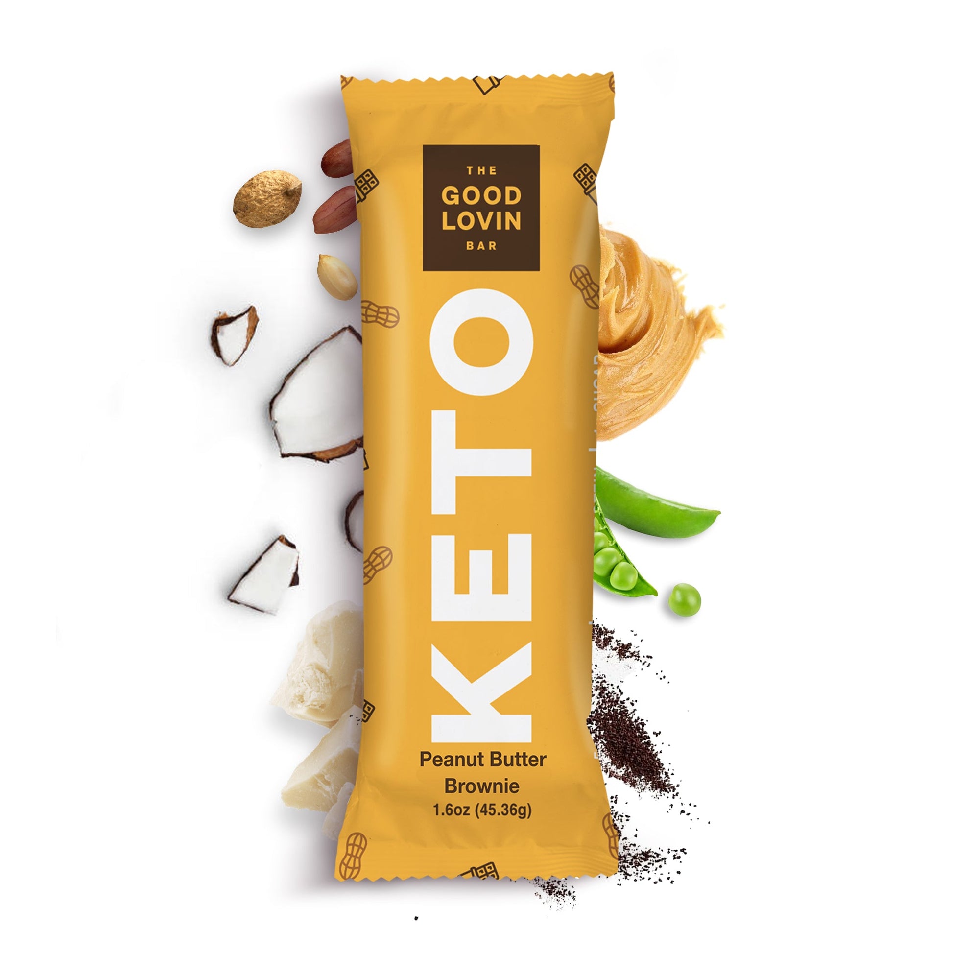 ORIGINAL ORGANIC KETO BAR Peanut Butter Brownie Flavor (4ct) Refrigerated Snack Bar The Good Lovin' Bar 