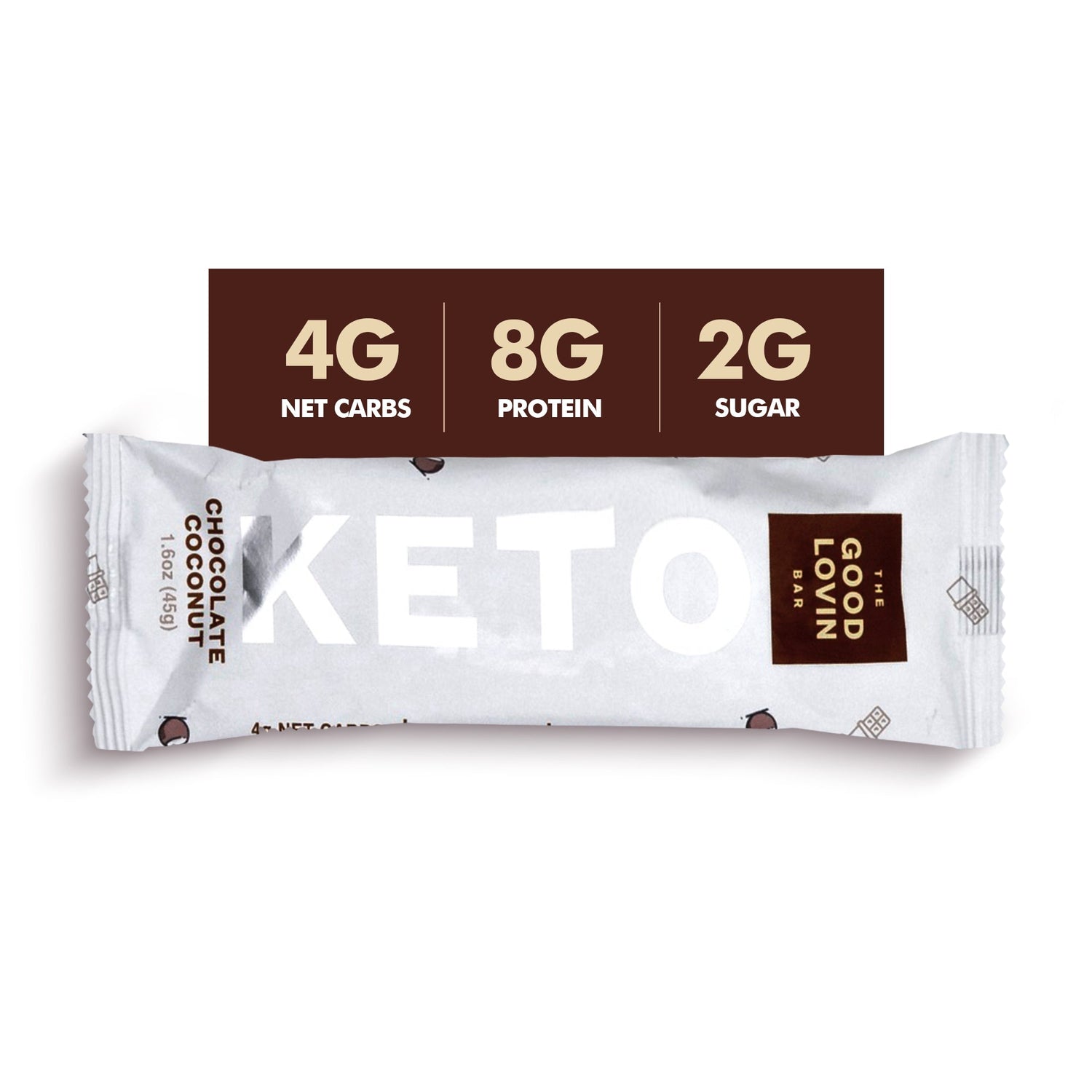 ORIGINAL ORGANIC KETO BAR Chocolate Coconut Flavor (4ct) Refrigerated Snack Bar The Good Lovin' Bar 