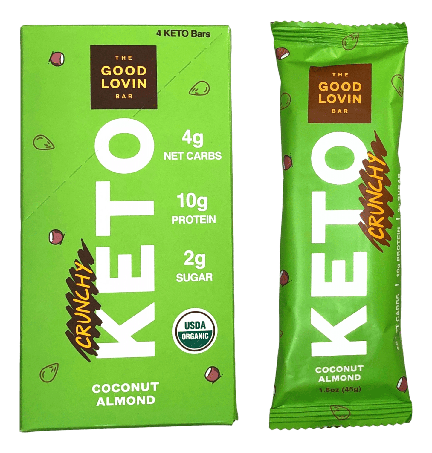 BEST ORGANIC KETO BAR “CRUNCHY” Coconut Almond (4ct)